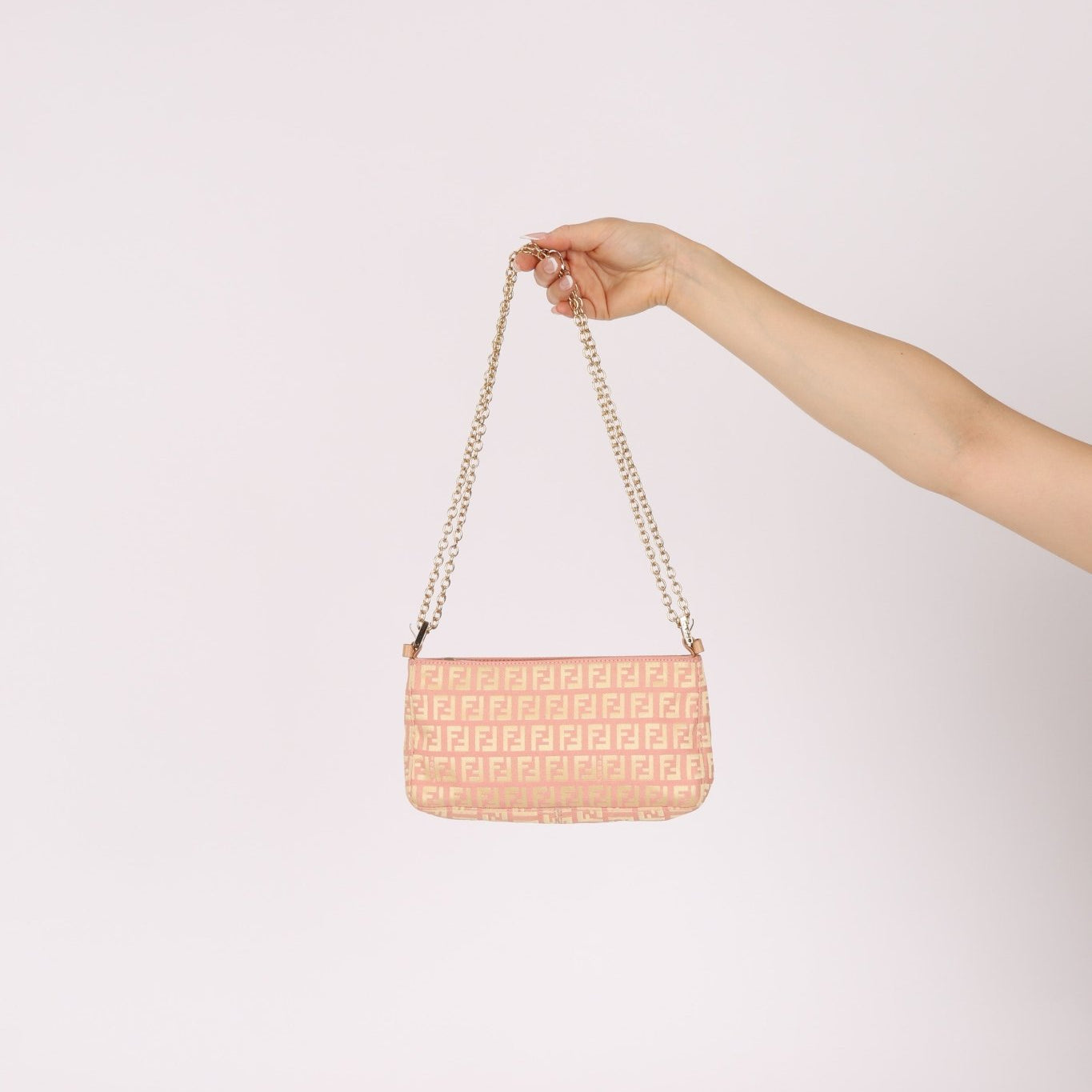 Fendi Canvas Zucchino Pink Pochette - FashioNica