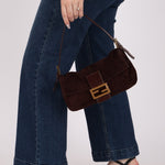Fendi Chocolate Suede Baguette - FashioNica