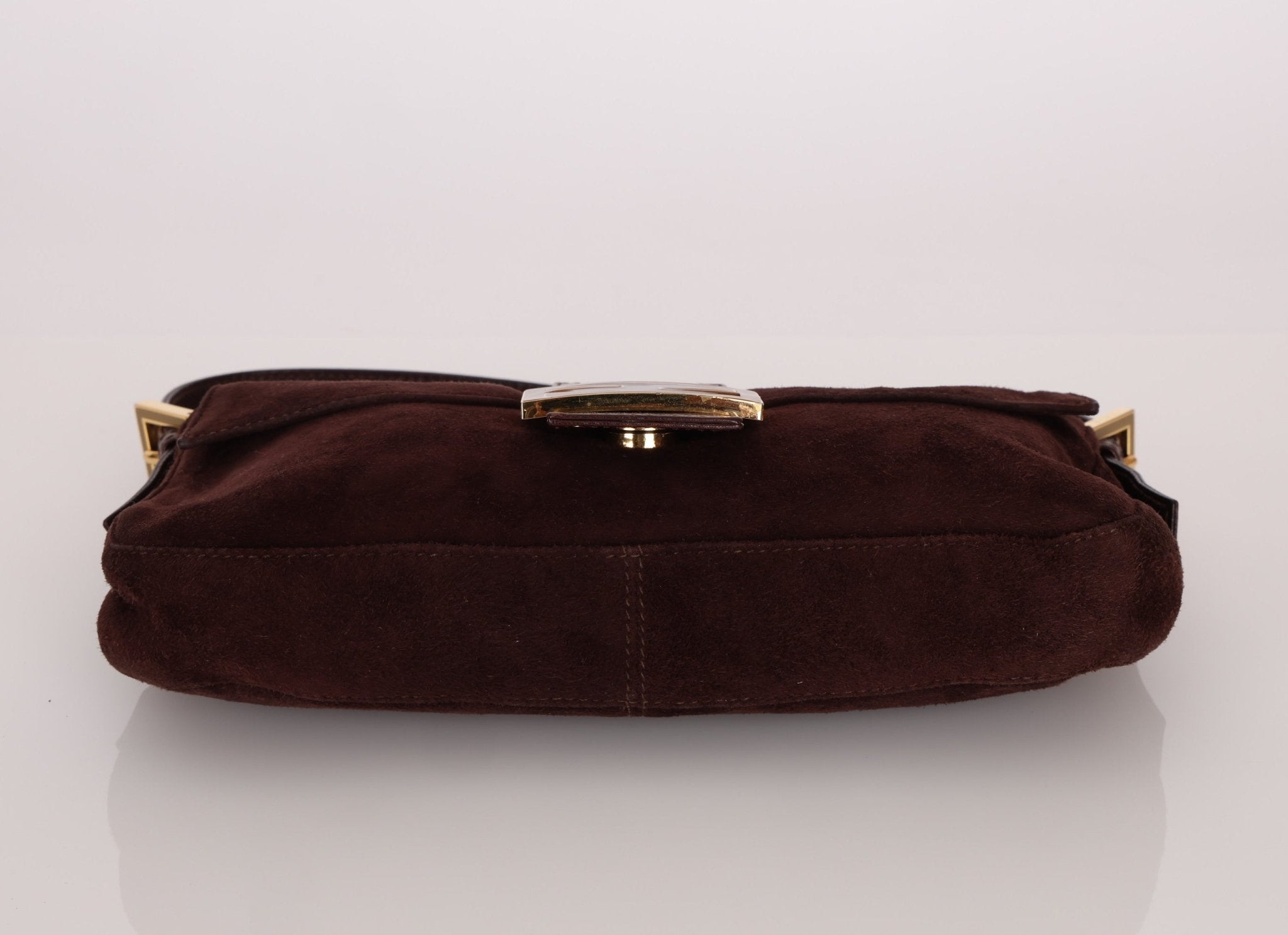 Fendi Chocolate Suede Baguette - FashioNica
