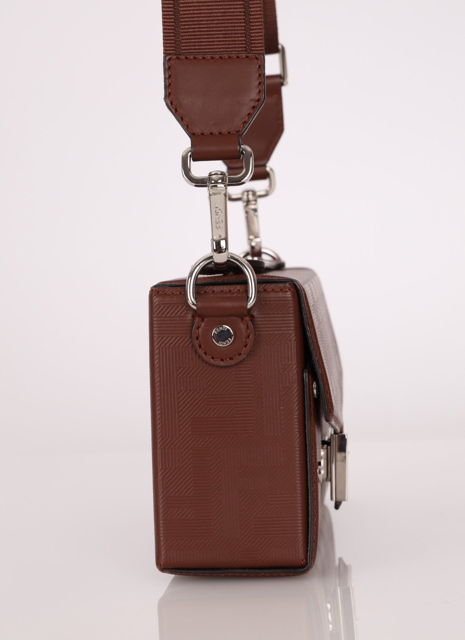 Fendi Chocolate Zucca Soft Trunk Baguette with Strap - FashioNica