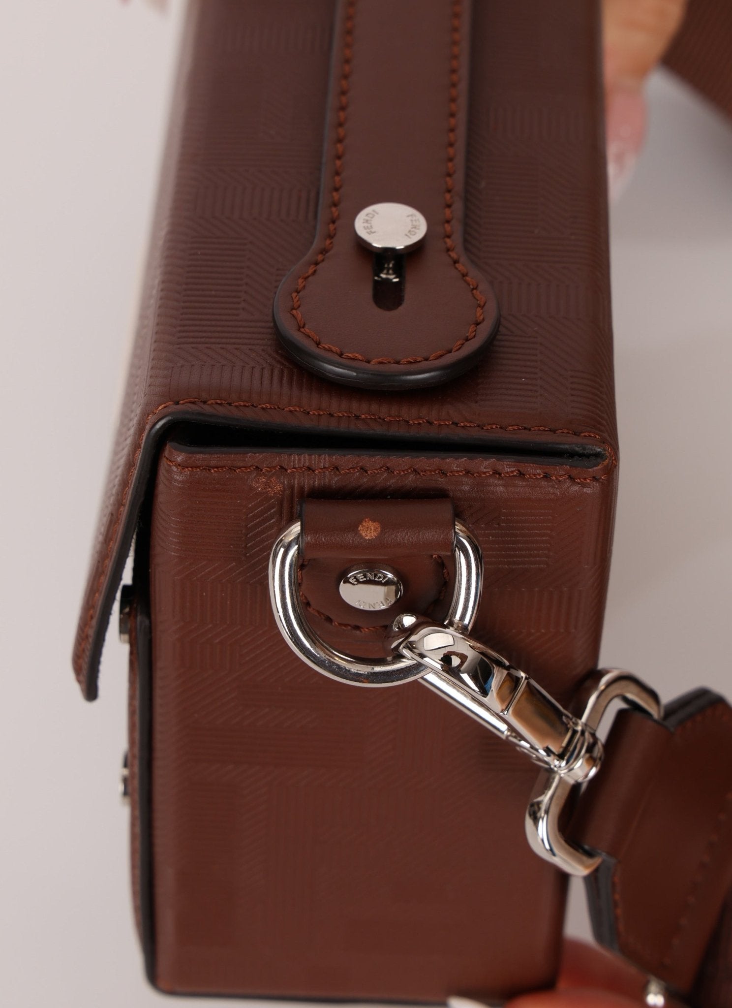 Fendi Chocolate Zucca Soft Trunk Baguette with Strap - FashioNica