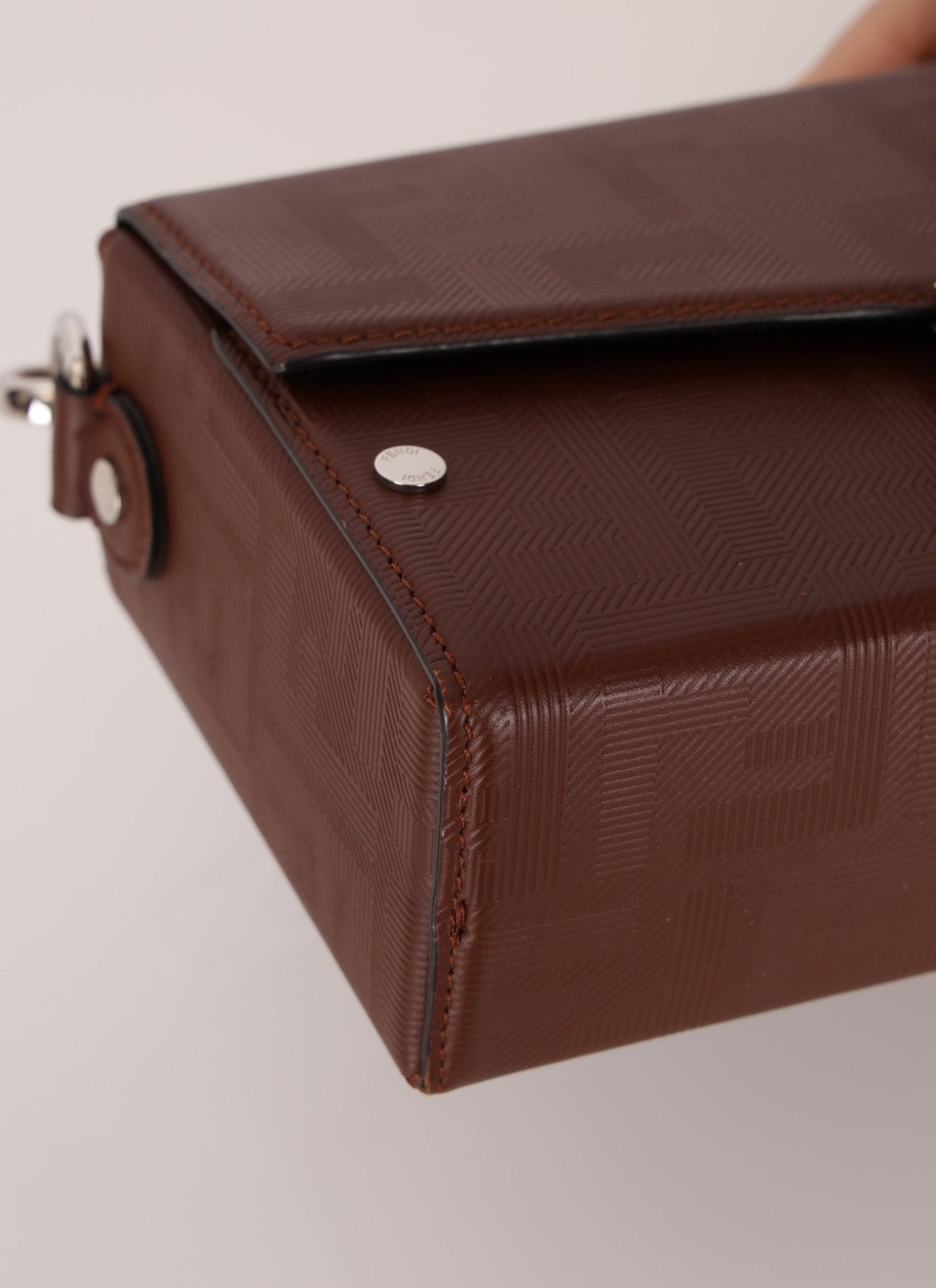 Fendi Chocolate Zucca Soft Trunk Baguette with Strap - FashioNica