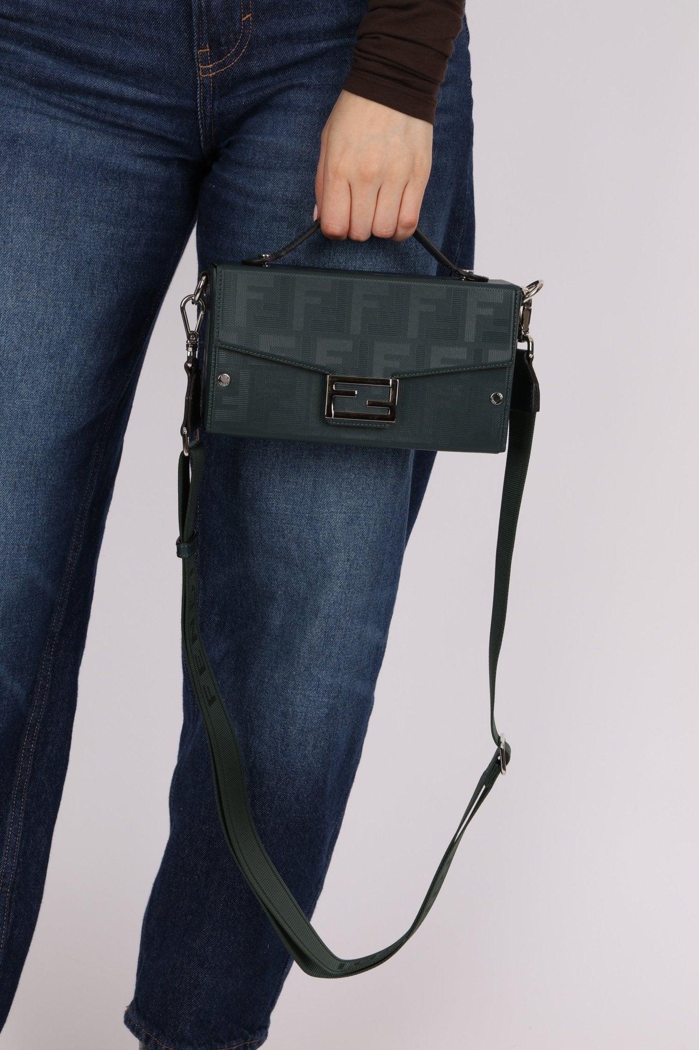Fendi Dark Green Soft Trunk Baguette - FashioNica