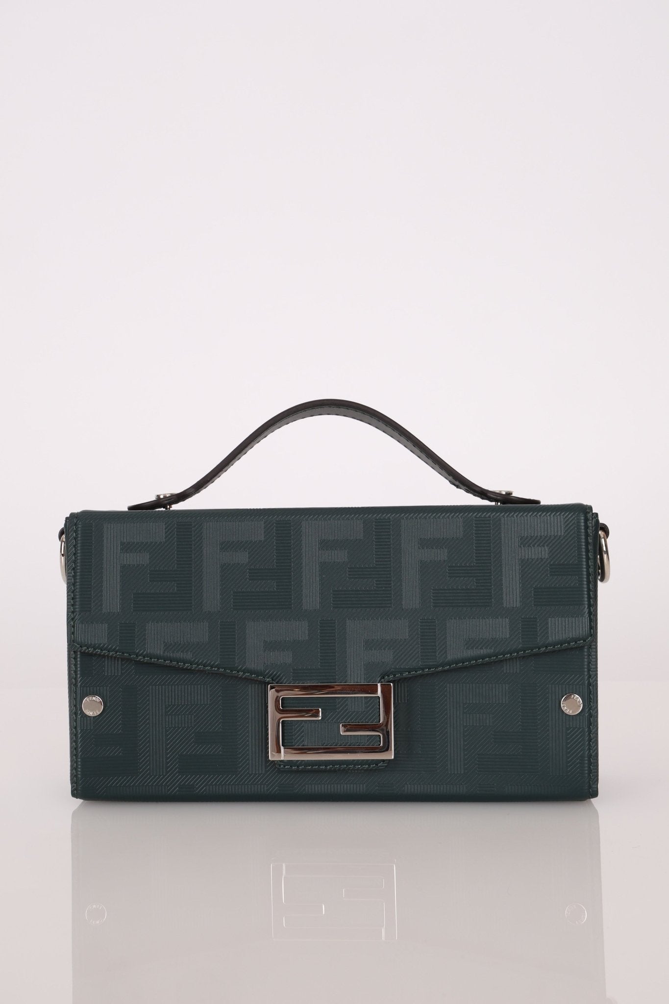 Fendi Dark Green Soft Trunk Baguette - FashioNica