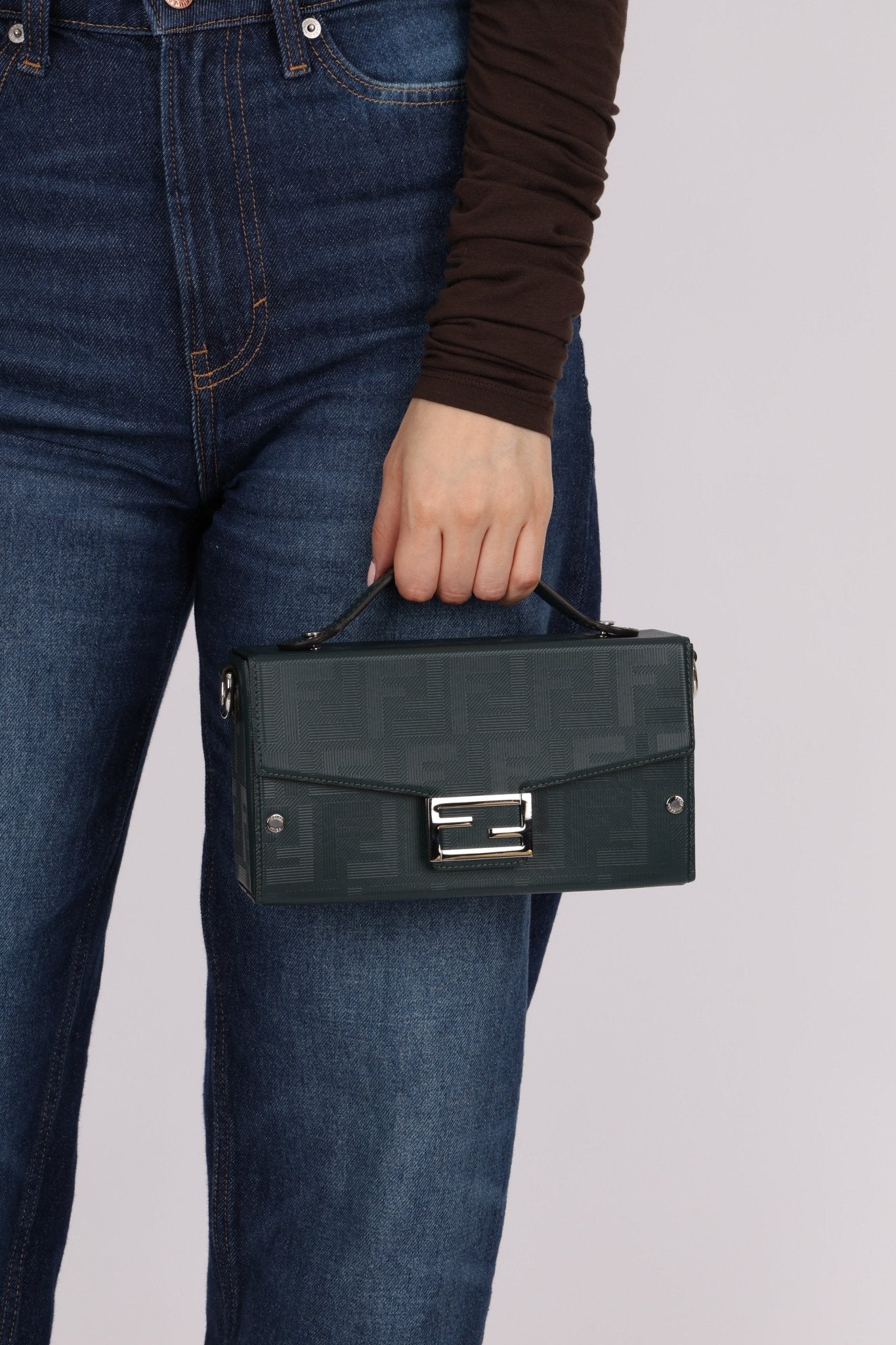 Fendi Dark Green Soft Trunk Baguette - FashioNica