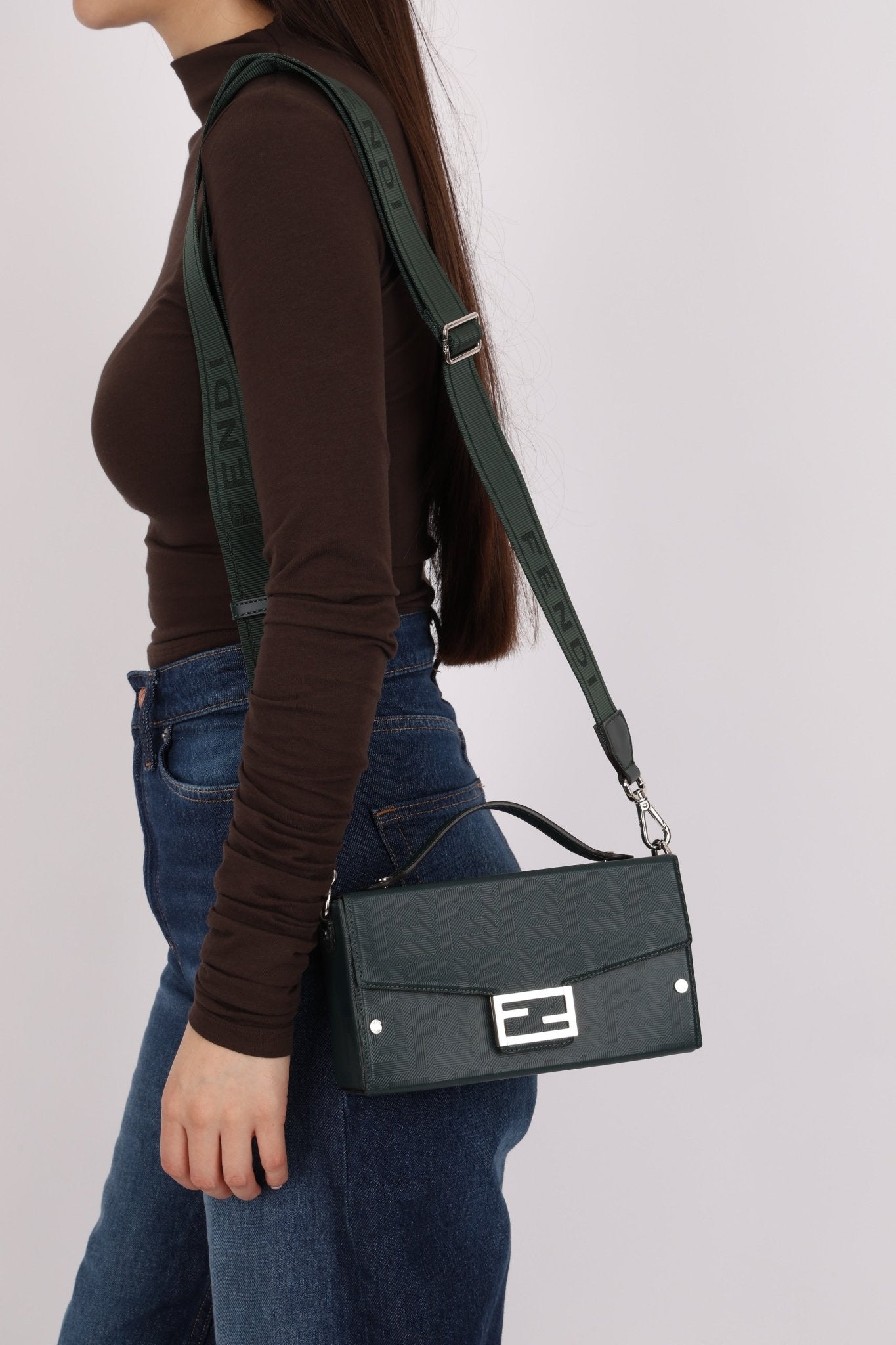 Fendi Dark Green Soft Trunk Baguette - FashioNica