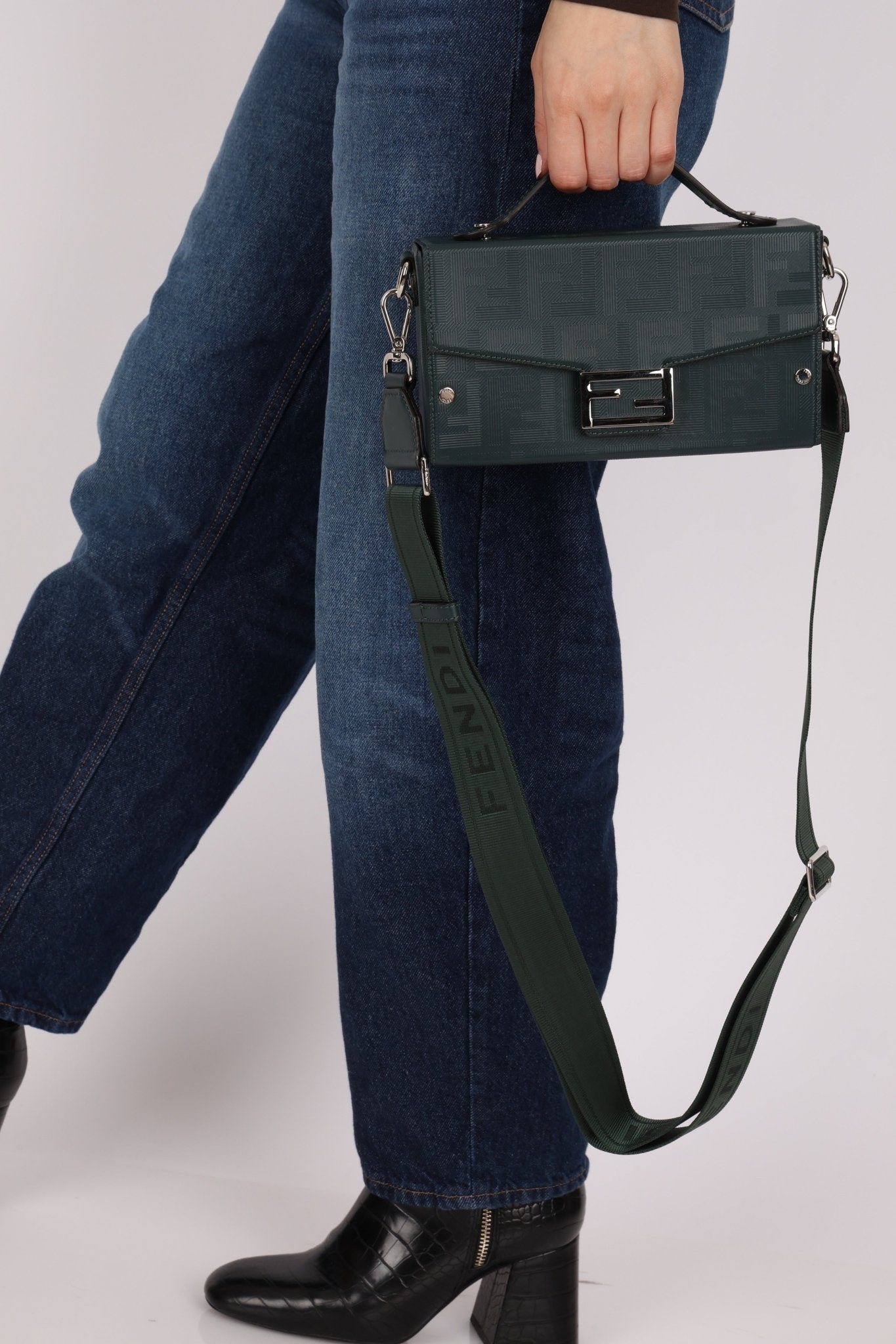 Fendi Dark Green Soft Trunk Baguette - FashioNica