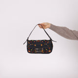 Fendi Denim Floral Beaded Baguette - FashioNica