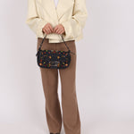 Fendi Denim Floral Beaded Baguette - FashioNica