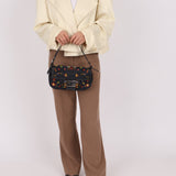 Fendi Denim Floral Beaded Baguette - FashioNica