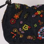Fendi Denim Floral Beaded Baguette - FashioNica