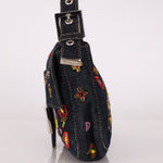 Fendi Denim Floral Beaded Baguette - FashioNica