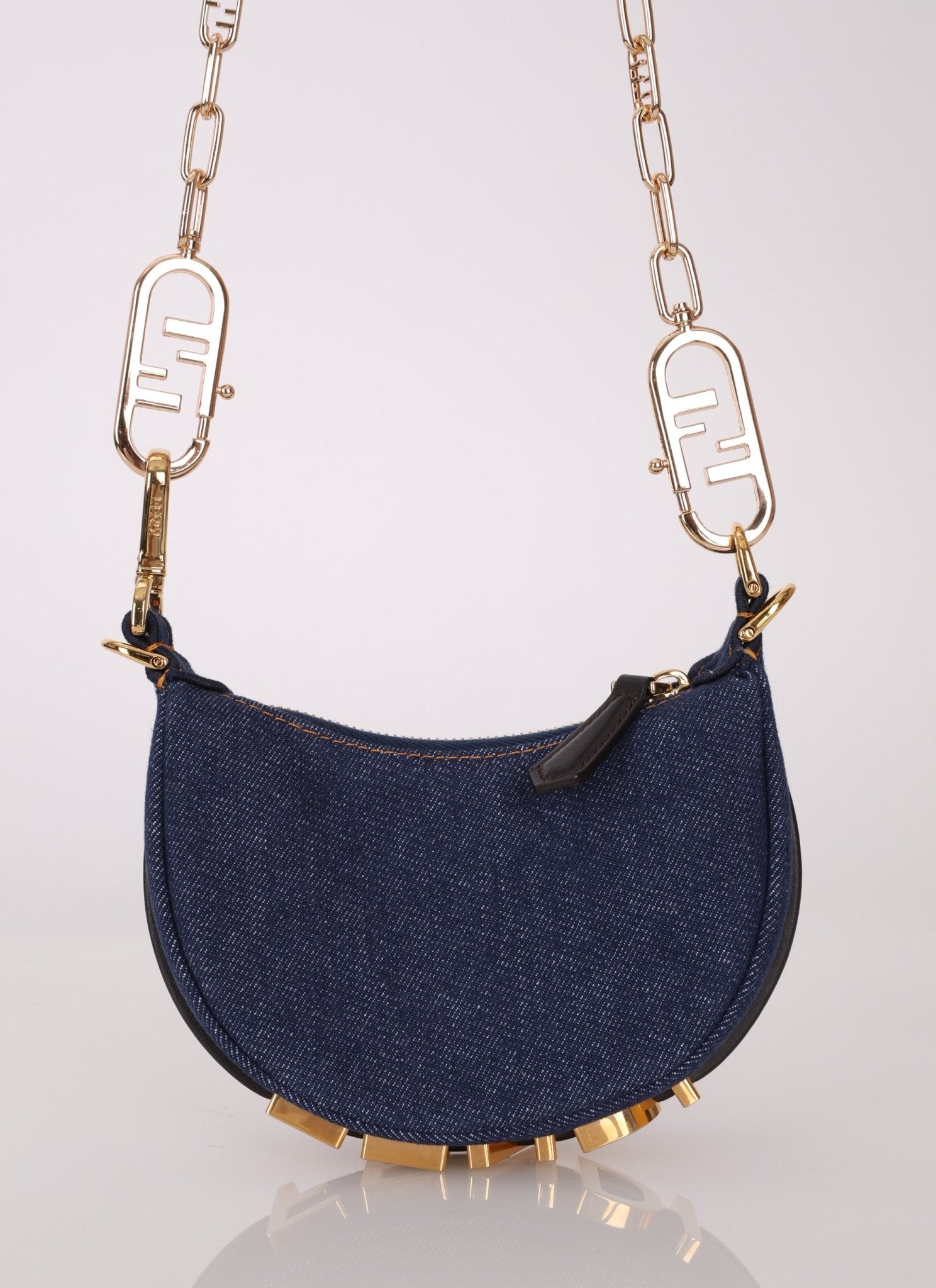Fendi Denim Nano Fendigraphy with Fendi O'Lock Chain - FashioNica