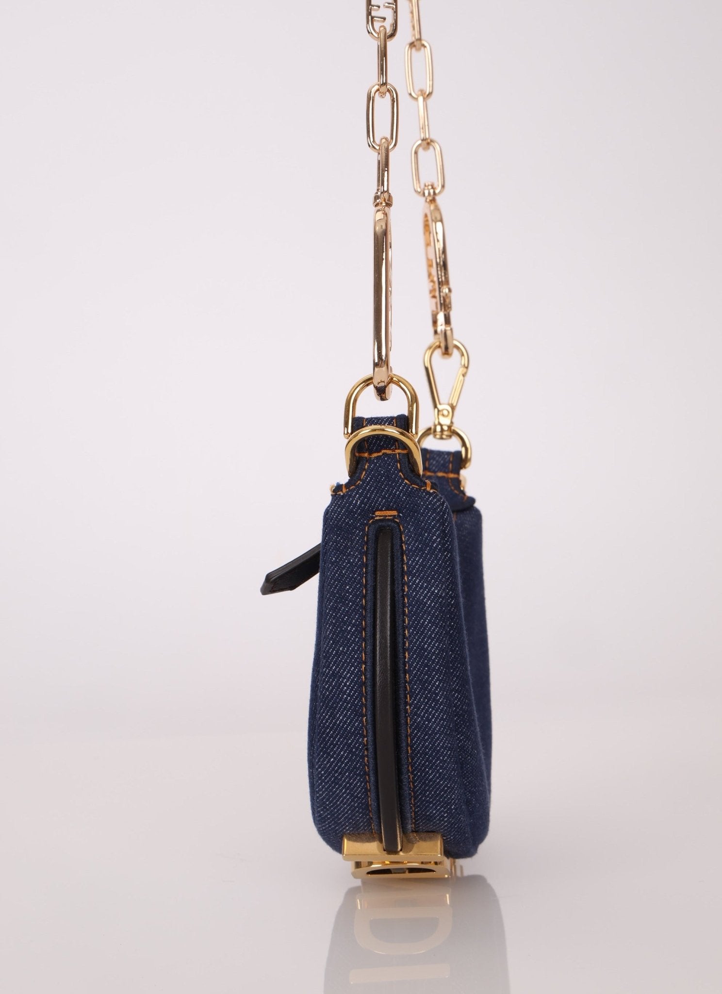Fendi Denim Nano Fendigraphy with Fendi O'Lock Chain - FashioNica