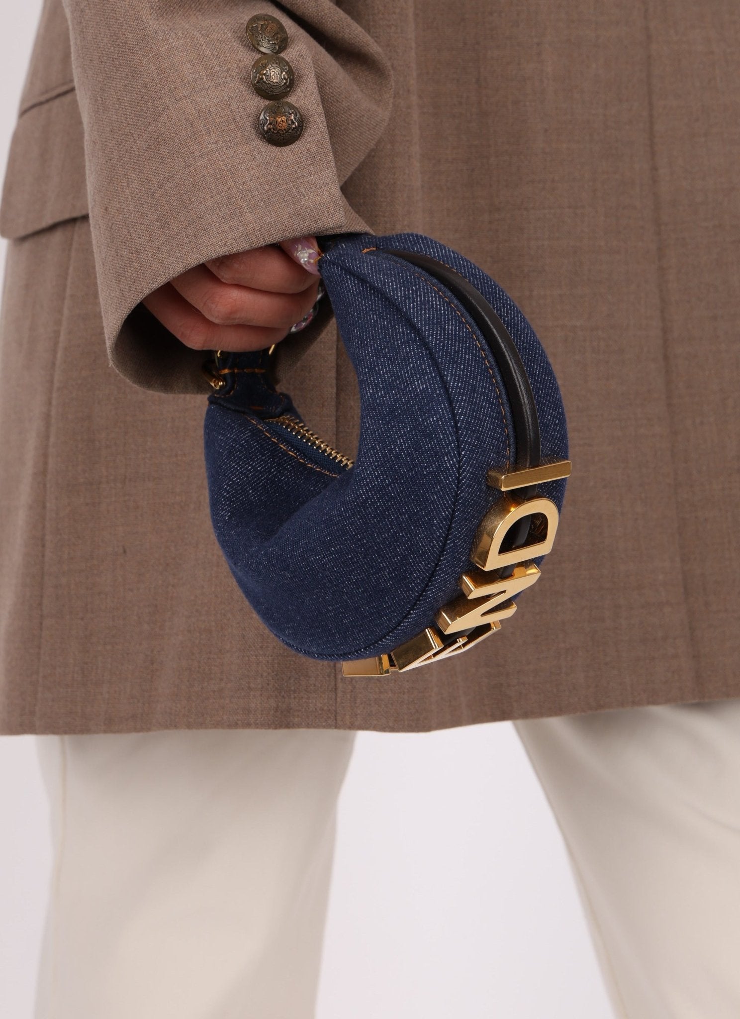 Fendi Denim Nano Fendigraphy with Fendi O'Lock Chain - FashioNica