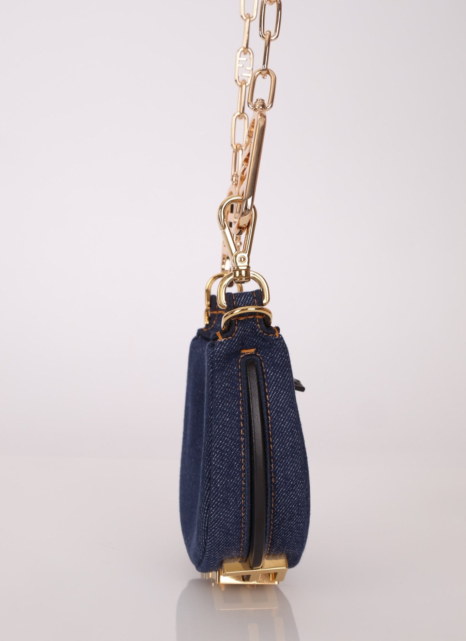 Fendi Denim Nano Fendigraphy with Fendi O'Lock Chain - FashioNica