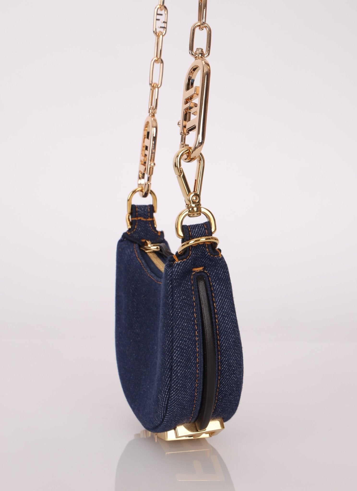 Fendi Denim Nano Fendigraphy with Fendi O'Lock Chain - FashioNica