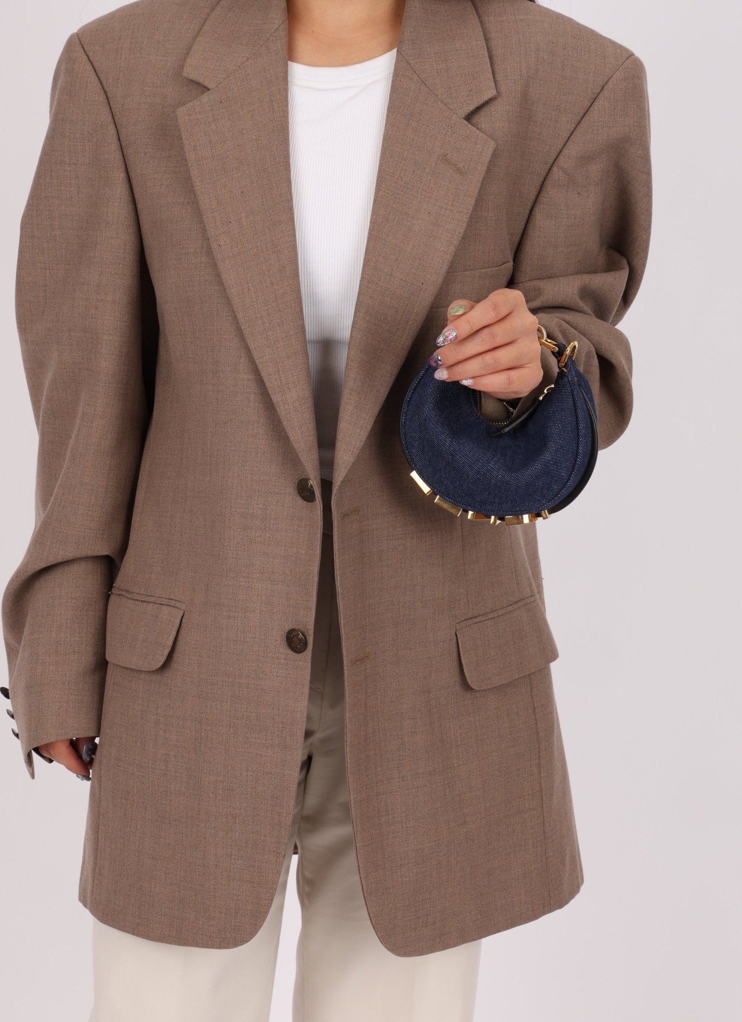 Fendi Denim Nano Fendigraphy with Fendi O'Lock Chain - FashioNica