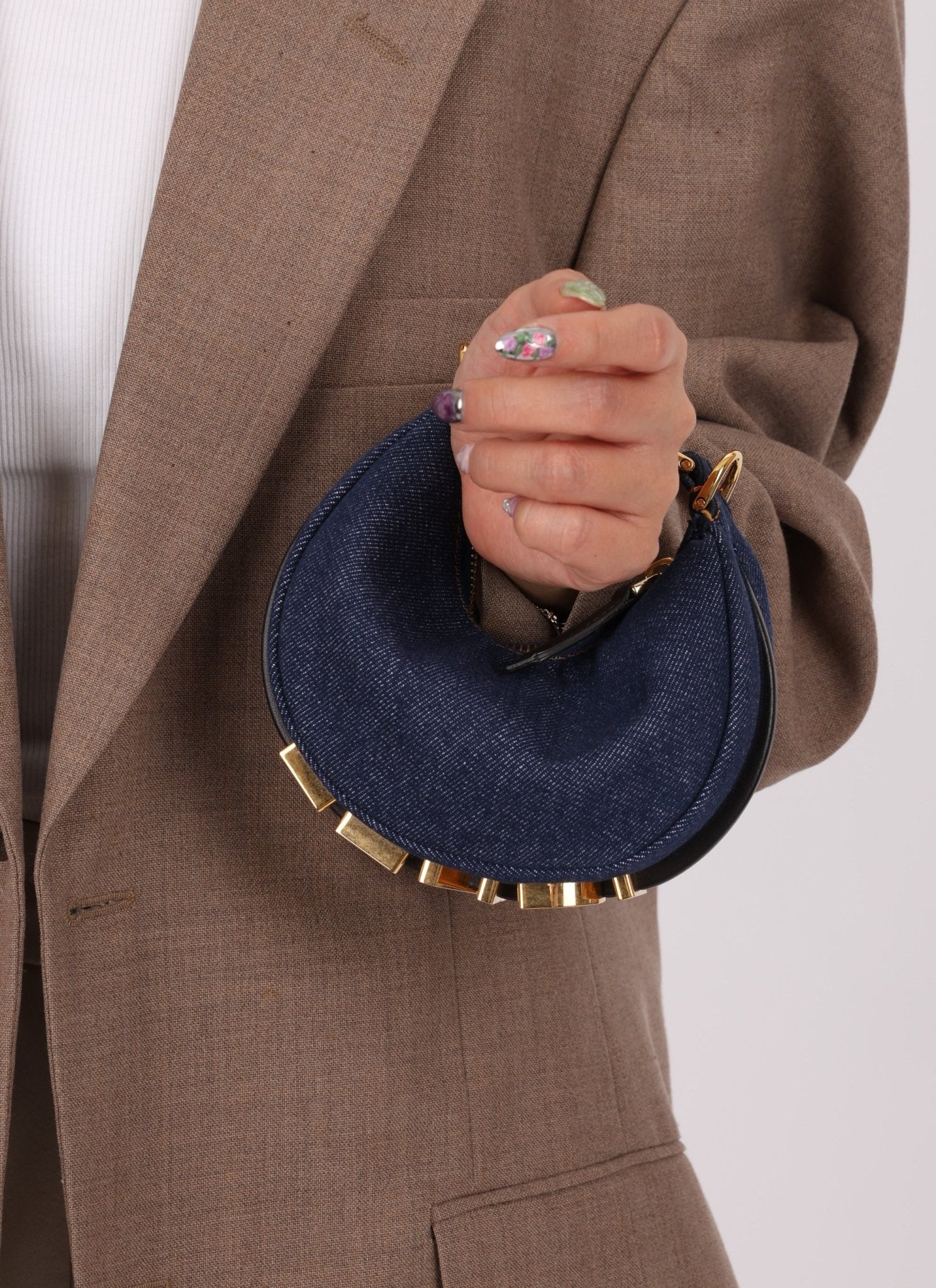 Fendi Denim Nano Fendigraphy with Fendi O'Lock Chain - FashioNica