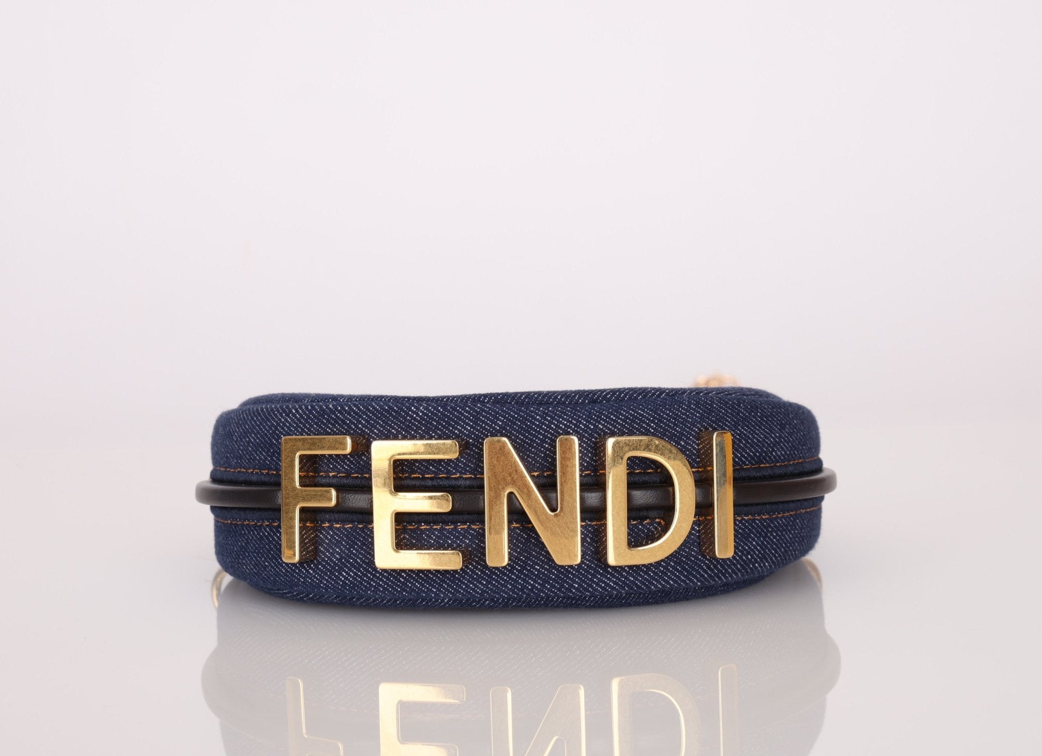 Fendi Denim Nano Fendigraphy with Fendi O'Lock Chain - FashioNica