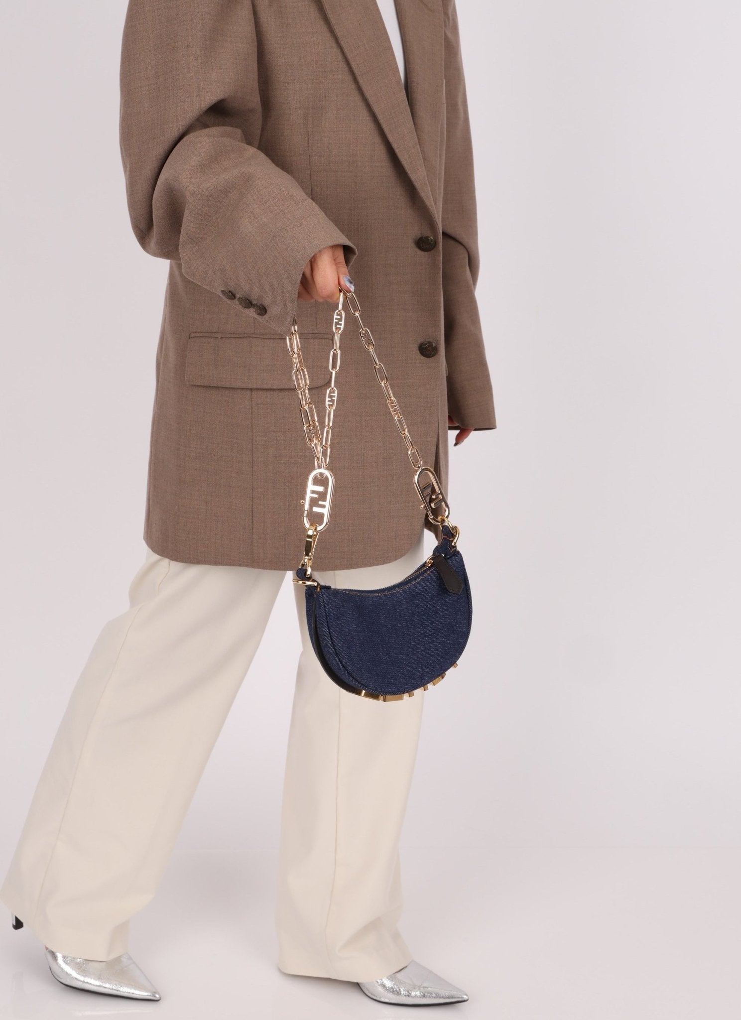 Fendi Denim Nano Fendigraphy with Fendi O'Lock Chain - FashioNica