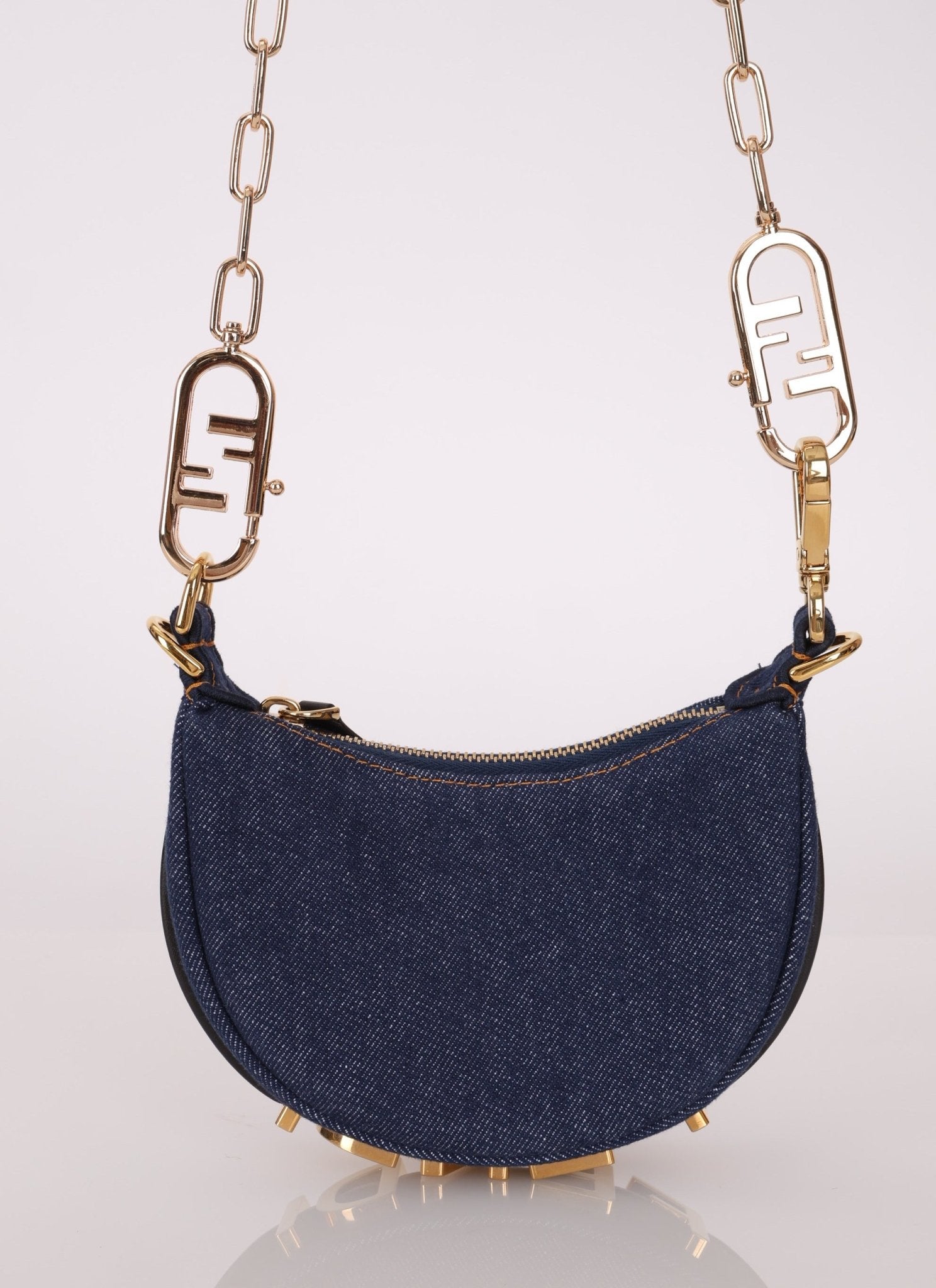 Fendi Denim Nano Fendigraphy with Fendi O'Lock Chain - FashioNica