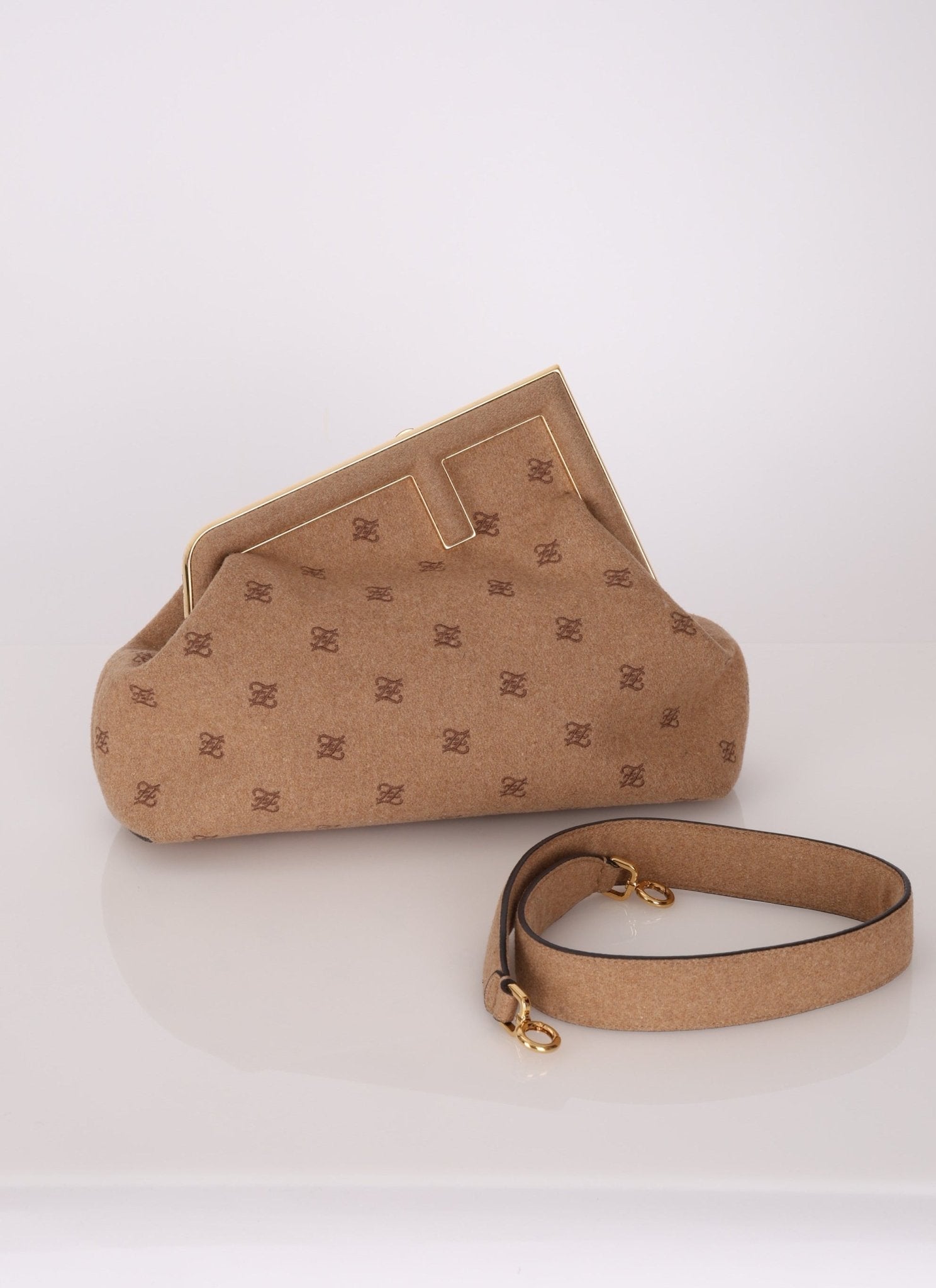 Fendi First Bag FF Karligraphy Medium Clutch - FashioNica