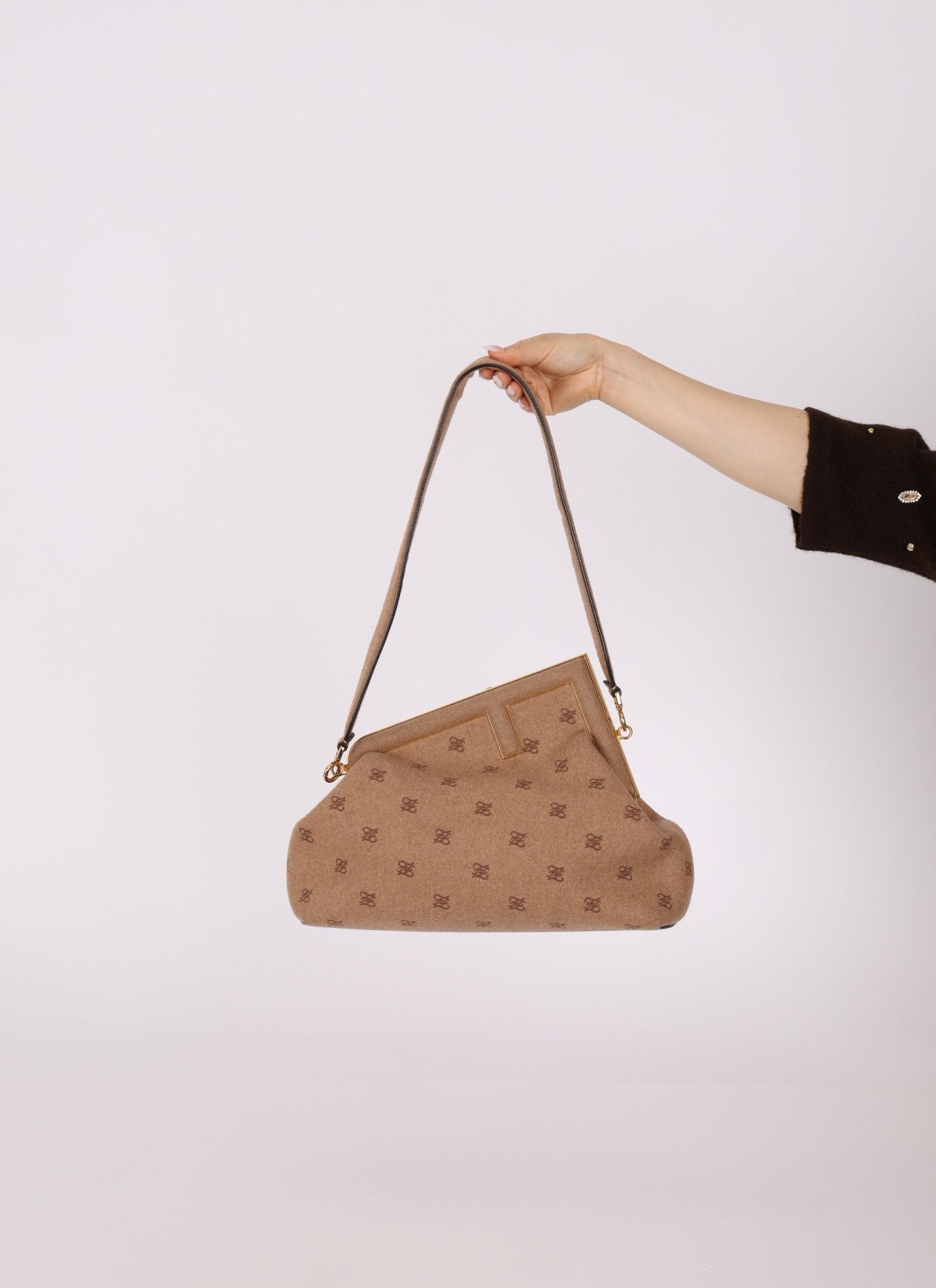 Fendi First Bag FF Karligraphy Medium Clutch - FashioNica