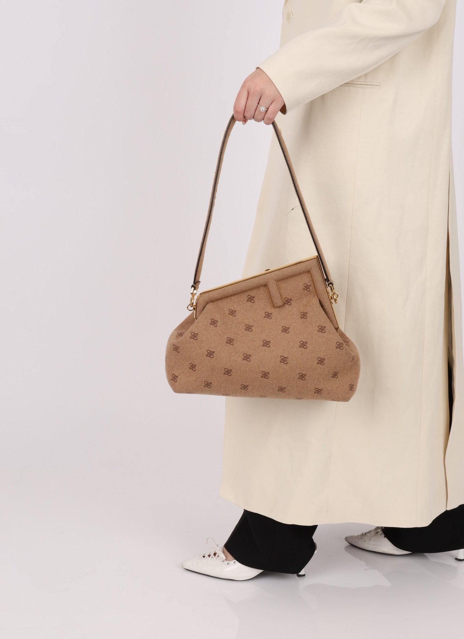 Fendi First Bag FF Karligraphy Medium Clutch - FashioNica