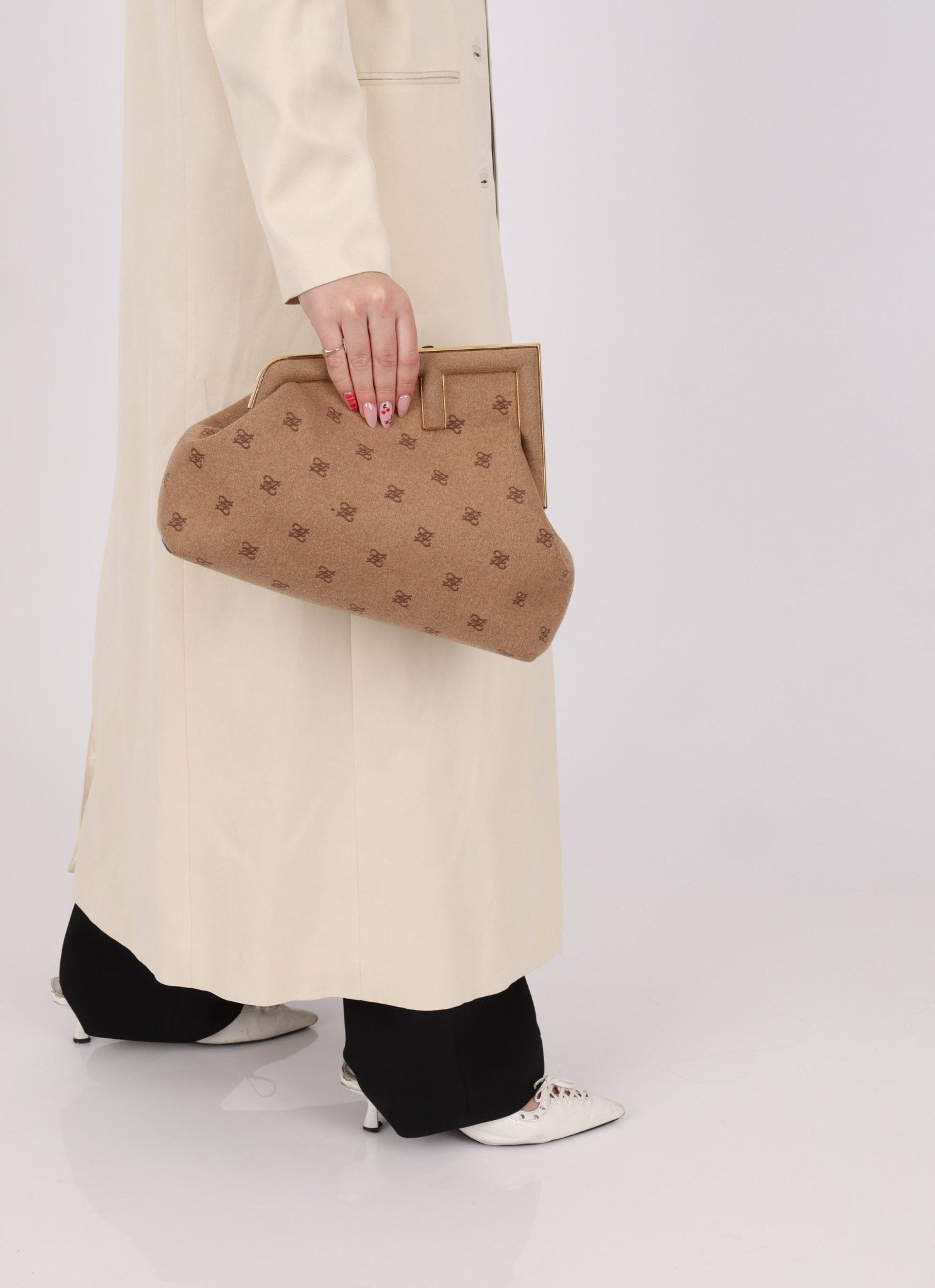 Fendi First Bag FF Karligraphy Medium Clutch - FashioNica