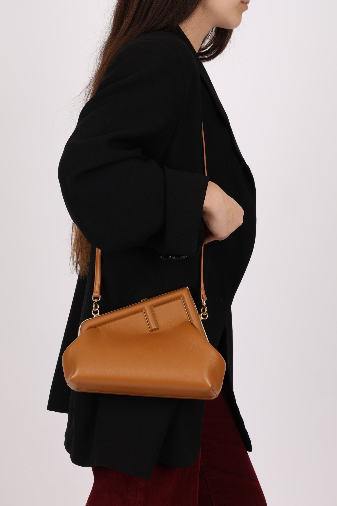 Fendi First Cognac Small Clutch - FashioNica