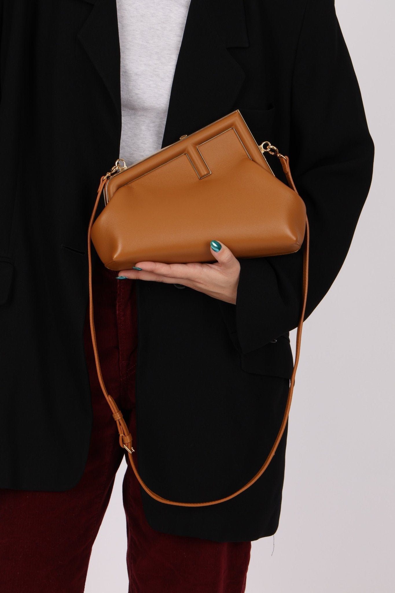 Fendi First Cognac Small Clutch - FashioNica