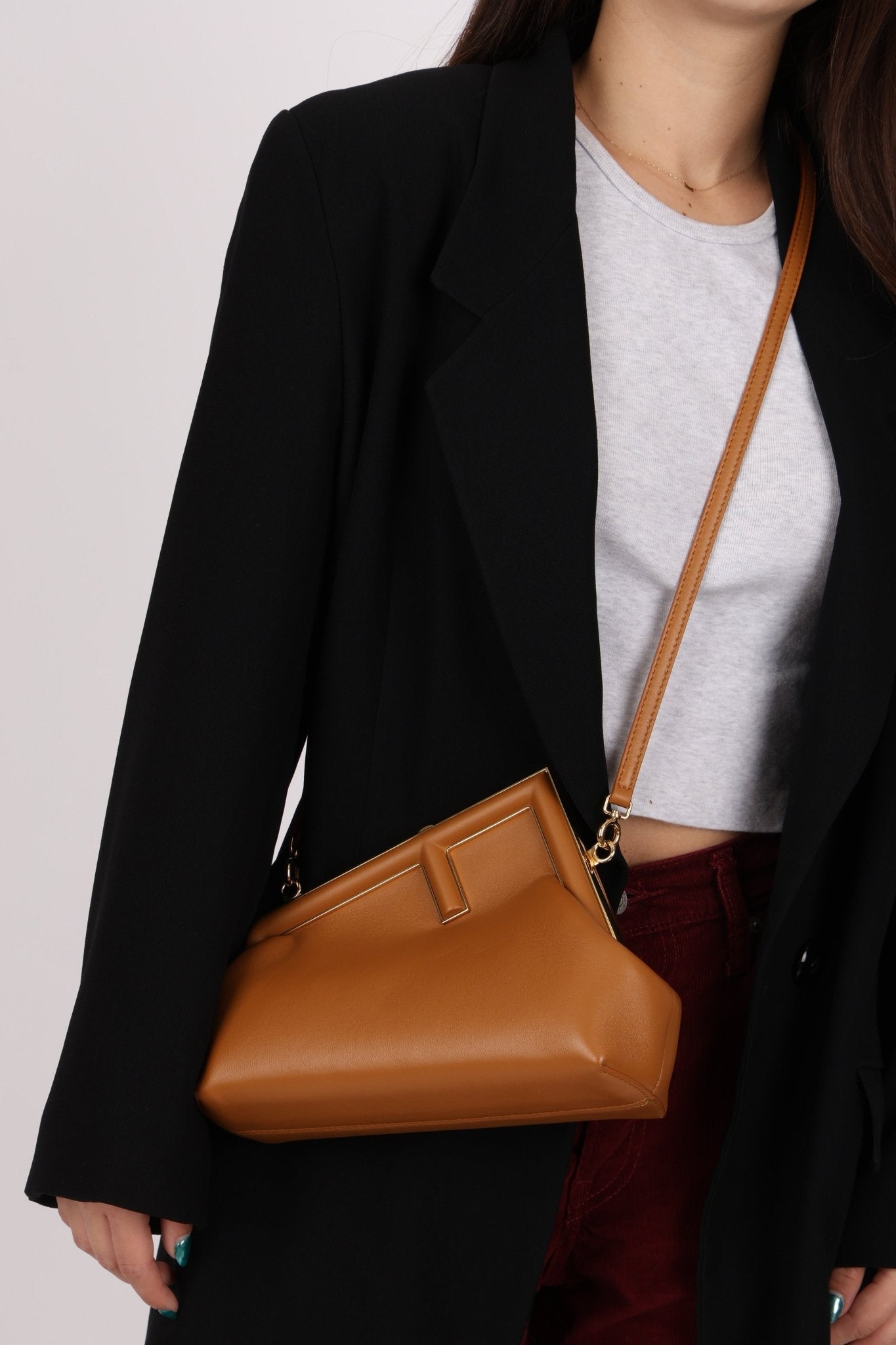 Fendi First Cognac Small Clutch - FashioNica