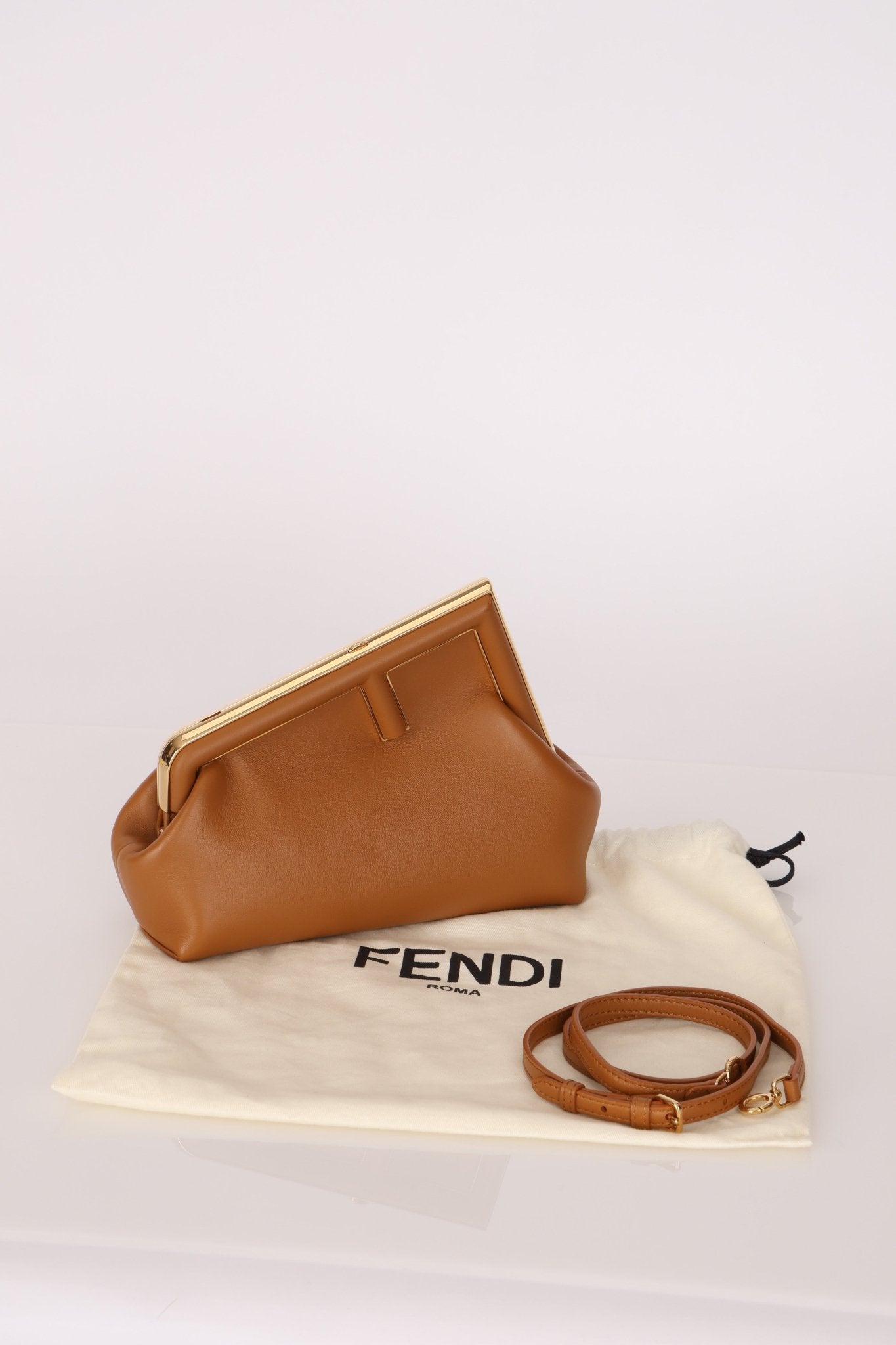 Fendi First Cognac Small Clutch - FashioNica