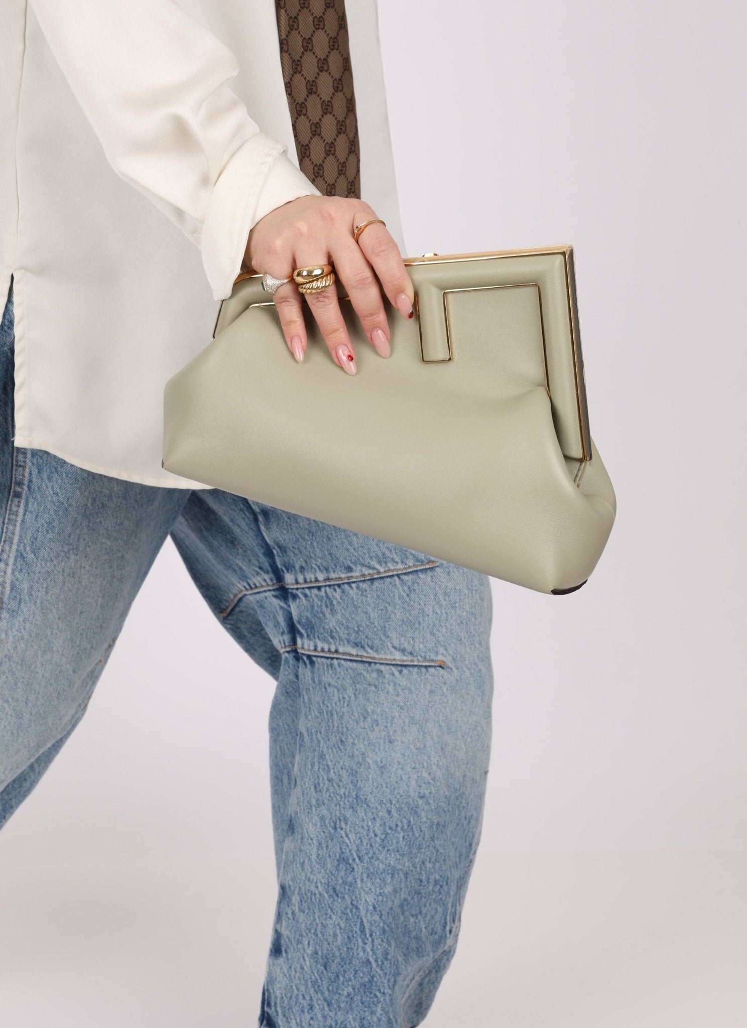 Fendi First Light Sage Small Clutch - FashioNica