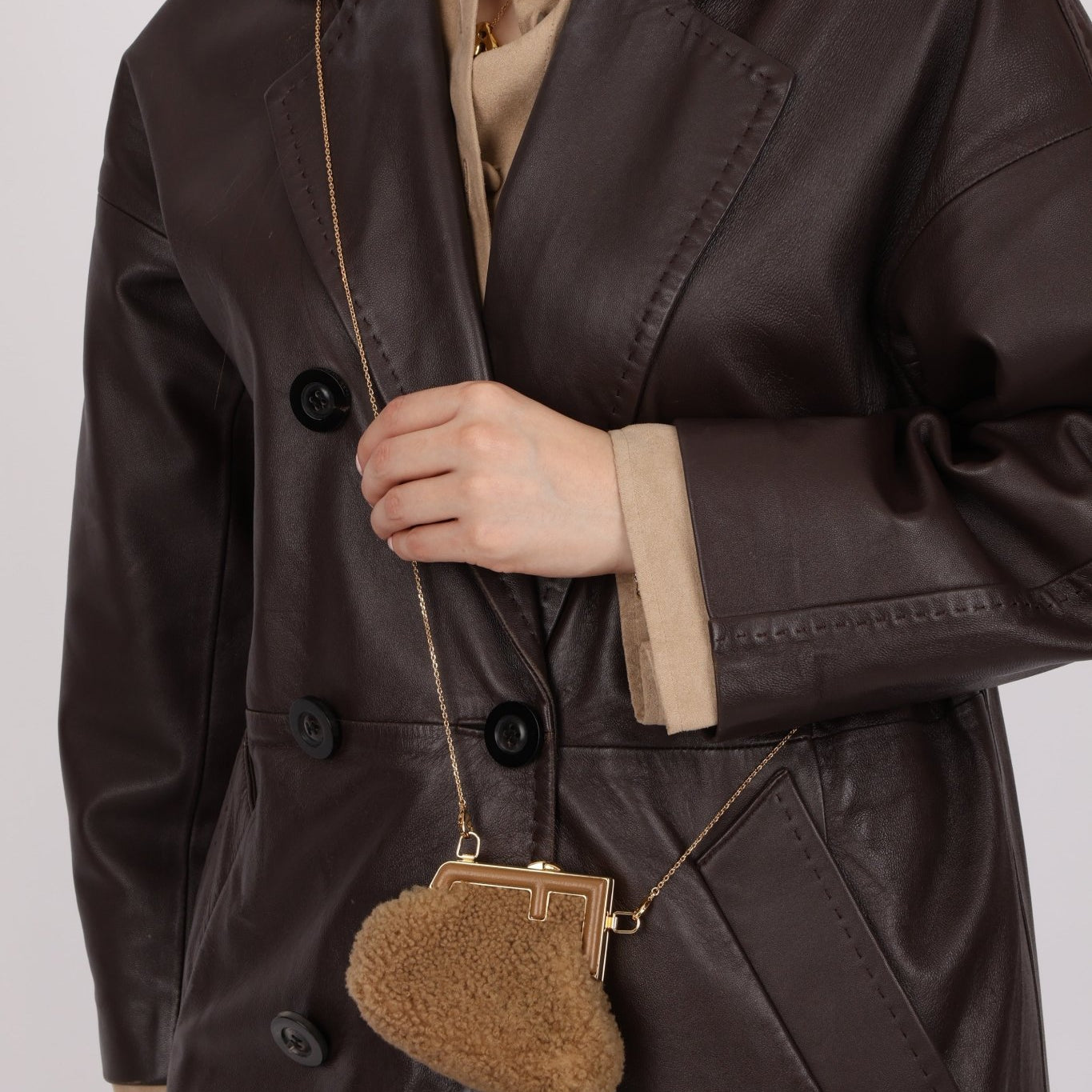 Fendi First Shearling Nano Bag - FashioNica