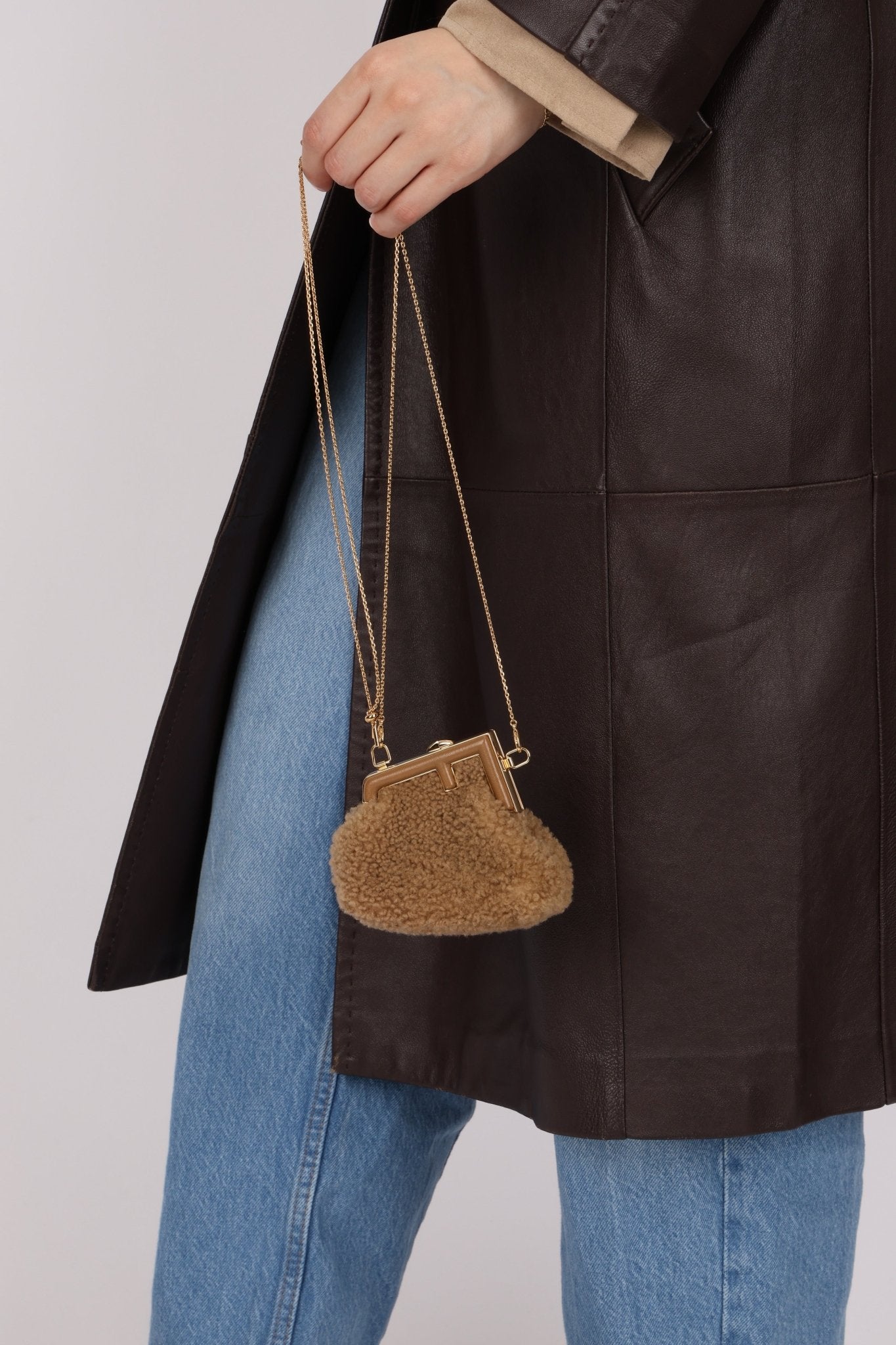 Fendi First Shearling Nano Bag - FashioNica