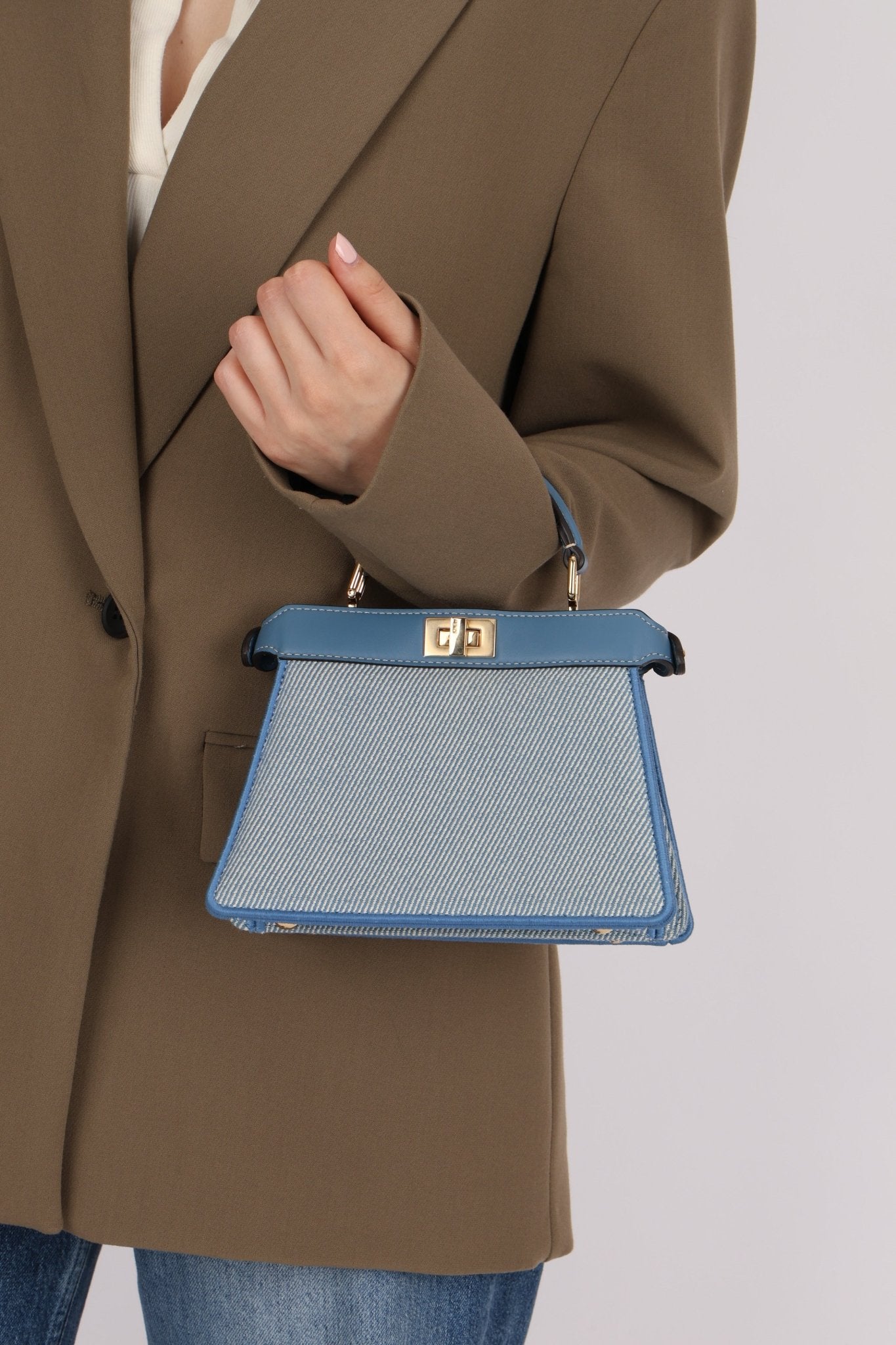 Fendi Floral Beaded Denim ISeeU Petite Peekaboo - FashioNica