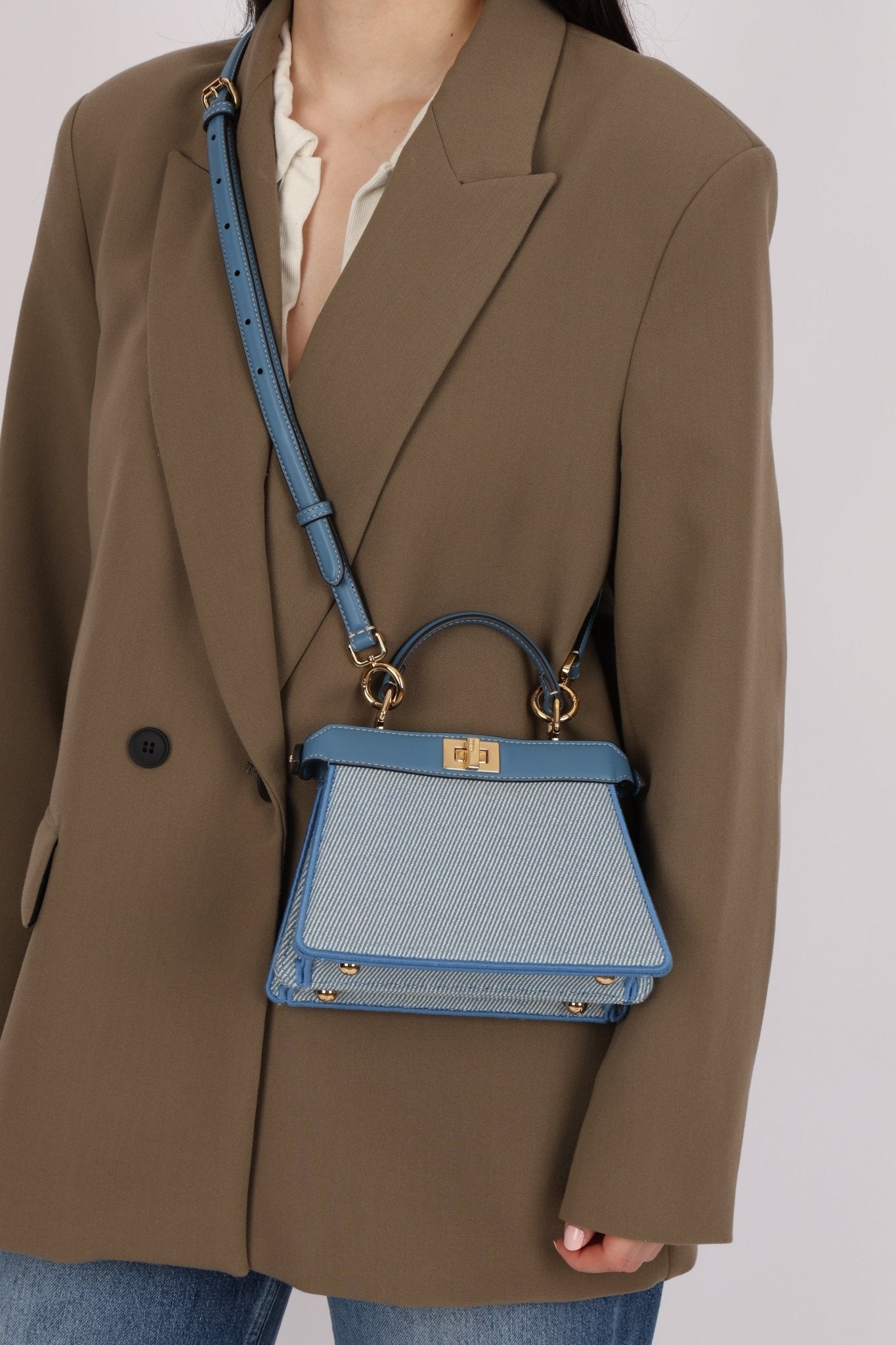 Fendi Floral Beaded Denim ISeeU Petite Peekaboo - FashioNica