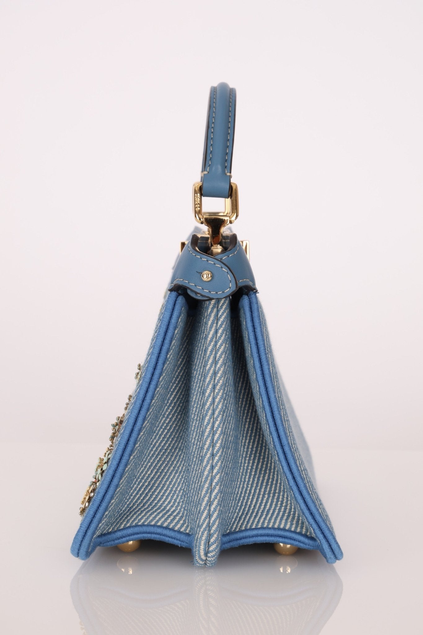 Fendi Floral Beaded Denim ISeeU Petite Peekaboo - FashioNica