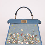 Fendi Floral Beaded Denim ISeeU Petite Peekaboo - FashioNica