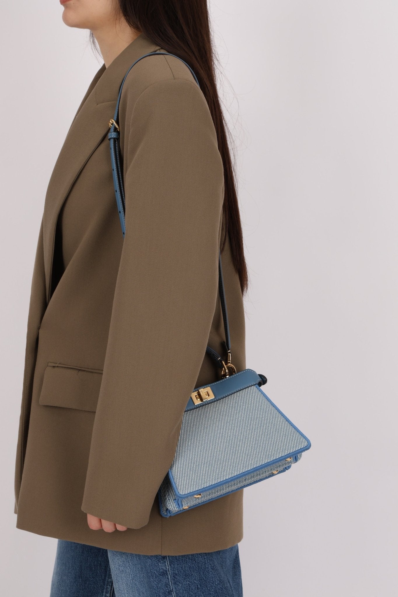 Fendi Floral Beaded Denim ISeeU Petite Peekaboo - FashioNica