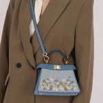 Fendi Floral Beaded Denim ISeeU Petite Peekaboo - FashioNica