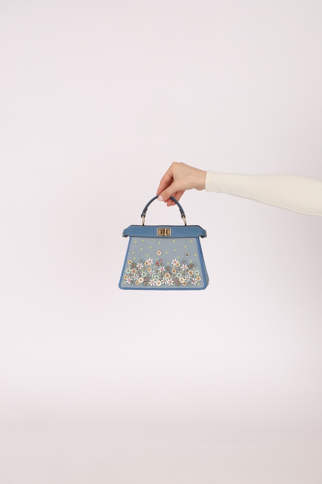 Fendi Floral Beaded Denim ISeeU Petite Peekaboo - FashioNica