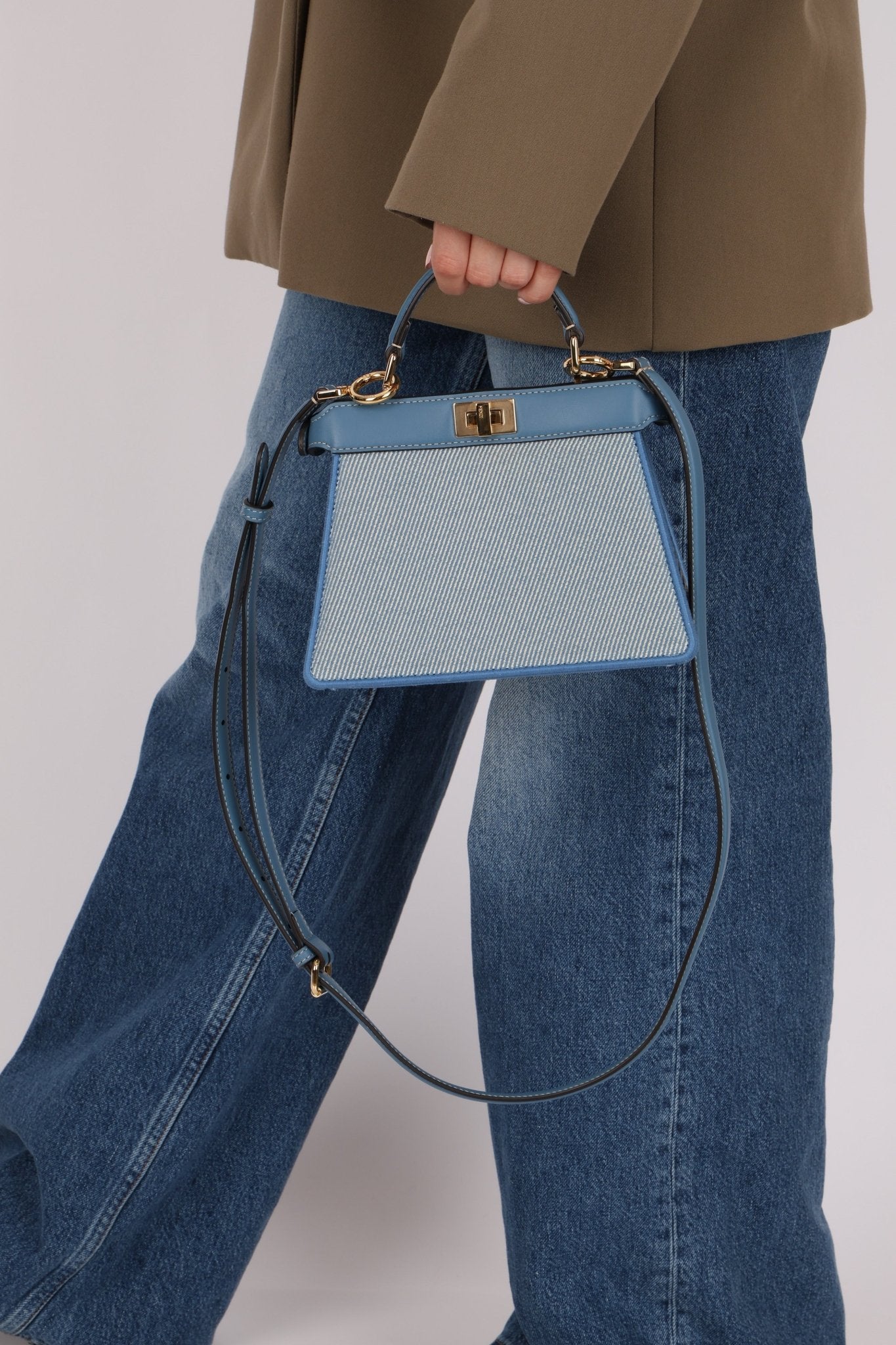 Fendi Floral Beaded Denim ISeeU Petite Peekaboo - FashioNica