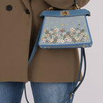 Fendi Floral Beaded Denim ISeeU Petite Peekaboo - FashioNica