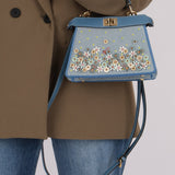 Fendi Floral Beaded Denim ISeeU Petite Peekaboo - FashioNica