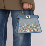 Fendi Floral Beaded Denim ISeeU Petite Peekaboo - FashioNica