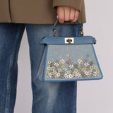 Fendi Floral Beaded Denim ISeeU Petite Peekaboo - FashioNica