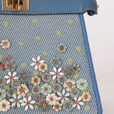 Fendi Floral Beaded Denim ISeeU Petite Peekaboo - FashioNica